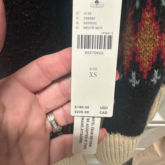 Anthropologie Black and Cream Cowl Neck Sweater with Nordic Pattern - Picture 6 of 8